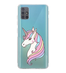 Samsung Galaxy A51  Kamera Korumalı  Kapak Unicorn Tasarımlı  Şeffaf Kılıf