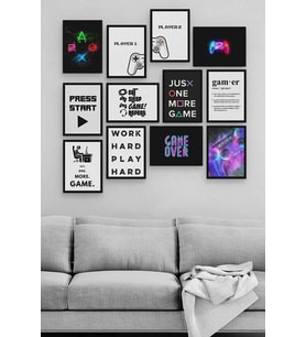 Gamer 12 Parça Ahşap Mdf Tablo Zlltb264 (Karışık)