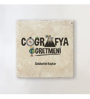 Kişiye Özel Coğrafya Öğretmenine Hediye Taş Bardak Altlığı