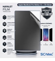 SChitec Apple MacBook Pro Retina 13 Uyumlu Ön Yüzey Hayalet Privacy Hidrojel Ekran Koruyucu