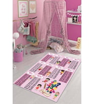 Pembe Kaymaz Taban Çarpım Tablolu Eğitici Çocuk Halısı AR243