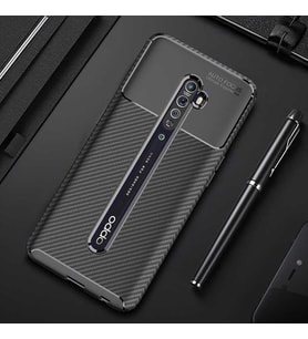 Oppo Reno 2 Kılıf Karbon Silikon Case (Siyah)