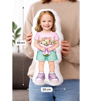 eJOYA Anneler Gününe Özel Ellerimde Çiçekler Peluş Oyuncak Yastık 116356 (Pembe)