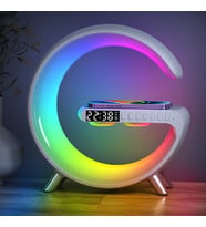 Bluetooth Ses Led Çalar Saat Renkli Atmosfer Gece Lambası Çok Fonksiyonlu Kablosuz Mobil Şarj Cihazı