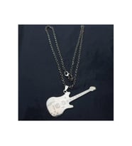 Gitar Kolye Gümüş & Deri Zincir