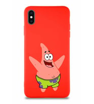 Apple iPhone XS Max Soft Premier Kapak Patrick Yıldız Tasarımlı Silikon Kılıf - Kırmızı (Şeffaf)