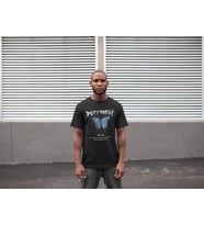 pilelistore- Unisex Bisiklet Yaka Baskılı Oversize T-Shirt - Siyah
