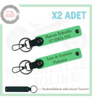 Kişiye Özel Plaka & İsimli Deri Anahtarlık Çifti – Fonksiyonel ve Şık Hediye, Fıstık Yeşil-lacivert