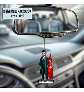 Kişiye Özel Avukat Karikatür Ayna Süsü – Hukukçulara Özel Araç İçi Hediyelik