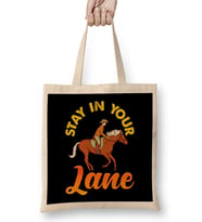 Stay In Your Lane Cute & Funny Horseriding Pun Bez Çanta Uzun Saplı