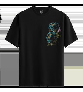 Blue Charm - %100 Pamuklu Kadın Siyah Tişört - Premium Quality
