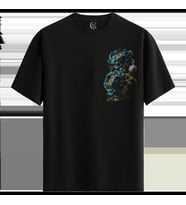 Blue Charm - %100 Pamuklu Kadın Siyah Tişört - Premium Quality (Siyah - Beyaz)