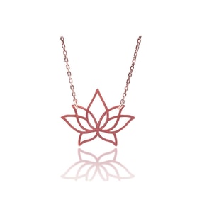 Gümüş Kolye - Lotus Çiçeği Rose Renk Gümüş Kolye