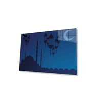 Cami ve Hilal Dini Cam Dekor Tablo 4mm Dayanıklı Temperli Cam (Çok Renkli)