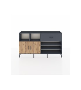 Arges Konsol 6 Raflı Tek Çekmeceli 2 Kapaklı 176x30x99 Antrasit-Çam/Antrasit