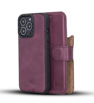 Bouletta Apple iPhone 13 Pro Uyumlu Deri Cüzdanlı Kılıf CZ7 Mor