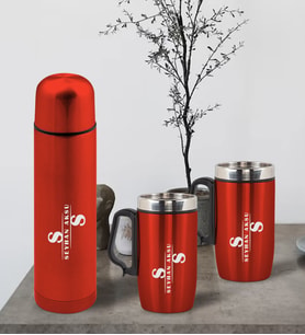 BK Gift Kişiye Özel Deri Çantalı Kırmızı Seyahat Termosu ve İkili Termos Mug Hediye Seti - 6