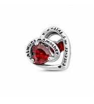 CM Jewelry Kırmızı Zirkon Taşlı Kalp Çelik Charm