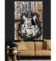 Gitarist Müzisyen Figürü Graffiti Sanat Dekoratif Kanvas - Mdf Ahşap Tablo