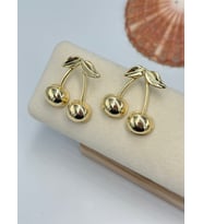 Gold Kiraz Küpe (Pirinç Kaplama)