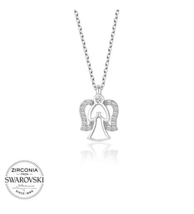 Swarovski Taşlı Gümüş Melek Bayan Kolye