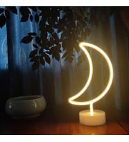 Dekoratif Pilli Ay Tasarımlı 3D Neon Led Masa Ve Gece Lambası (5343)