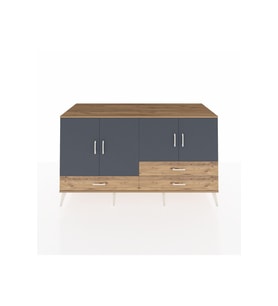 Kronos Konsol 5 Raflı 3 Çekmeceli 4 Kapaklı 176x59x99 Çam-Antrasit/Çam