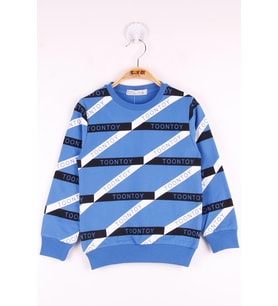 Toontoy Erkek Çocuk Toontoy Şeritli Sweatshirt (Saks)