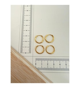 316 L Cerrahi Çelik 1,6mm*12mm Çelik Halka Küpe Gold 4 Adet