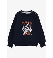 Breeze Erkek Çocuk Sweatshirt Yazı Baskılı 2-6 Yaş, Lacivert