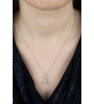Union Zirconia Kadın Üçlü Pırlanta Montür Gümüş Kolye