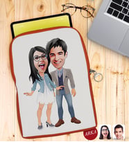 BK Gift Kişiye Özel Sevgililer Karikatürlü Taşınabilir Koruyucu Tablet Kılıfı & Organizer Çanta - Turuncu-81
