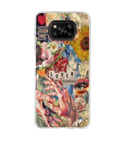 Poco X3 NFC Uyumlu Aesthetic Vintage Kolaj Desenli Şeffaf Telefon Kılıfı