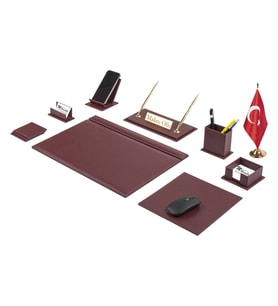 G101 Deri Sümen Takımı 11 Parça Bordo Full Set