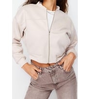Tasarım Düz Astarlı Yaka Crop Bol Hakim Kadın Oversize Süet Bomber Ceket Mont