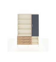 Arges Dolap 9 Raflı 3 Çekmeceli Tek Kapaklı  132x30x195 Aytaşı-Antrasit/Çam