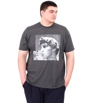 Mode XL Büyük Beden Erkek T-Shirt Bisiklet Yaka STATUE U25027 Antrasit