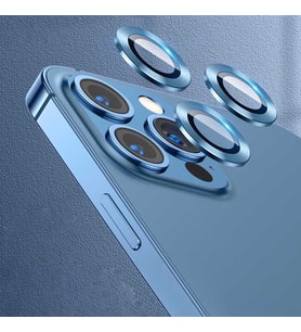 Apple Apple iPhone 13 Pro Max Kamera Lens Koruyucu HD Kalite Çerçeveli Tempered Glass Cam (Mavi)