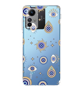 PrintiFy Xiaomi Redmi Note 12S ile Uyumlu Nazar Boncuğu 5  Kamera Korumalı Şeffaf Silikon Kılıf
