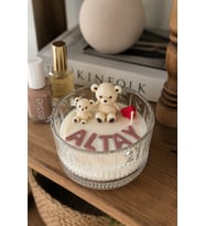 Sevimli Ayıcıklar Mum - Mumelia Candles Doğal Soya Cam Kasede Ayıcık Kalp Tasarım Dekoratif Mum