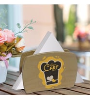 BK Gift Kişiye Özel Güzel Chef Tasarımlı Lüks Ahşap Peçetelik-8