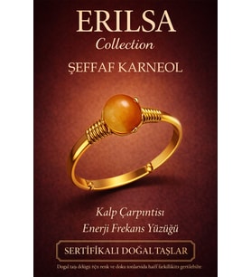 Sertifikalı Kalp Enerji Denge Yüzüğü – Şeffaf Karneol Ayarlanabilir Gold İnce Kasa Koç Aslan Burcu (Çok Renkli)