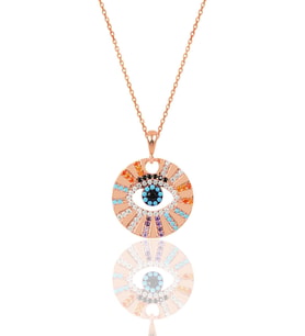 Gümüş rose zirkon taşlı  aura kolye SGTL12062ROSE