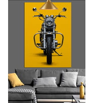 Sarı fon motosiklet eski model Dekoratif Kanvas - Mdf Ahşap Tablo