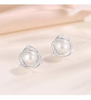 Monemel Swarovski Taşlı  İnci Yuvarlak Küpe (Altın Kaplama)