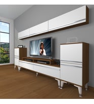 Decoraktiv Ekoflex 9 Mdf Silver Tv Ünitesi Tv Sehpası - Ceviz Beyaz (Beyaz - Kahverengi)