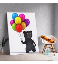 Neşeli Ayı Balon Satıyor Kanvas Tablo