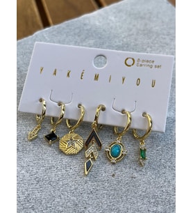Yakemiyou Ok ve Yıldız Desenli Altılı Küpe