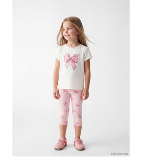 LCW Kids Pembe Beli Lastikli Kız Çocuk Baskılı Tayt
