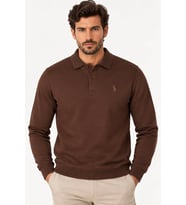 Dewberry Erkek Pamuklu Sweatshirt Düz Kahve V9007 Günlük Üst Giyim, Hafta Sonu Kombini, Seyahat Gardırobu